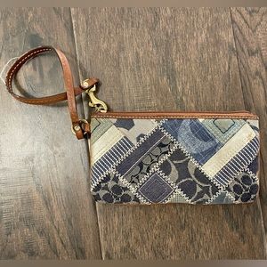 Coach Y2K Poppy Signature Denim Patchwork Wristlet Clutch Bag Wallet